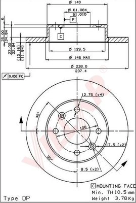Диск тормозной VILLAR 628.0532