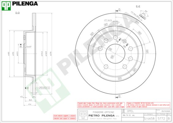 Диск тормозной PILENGA 5772
