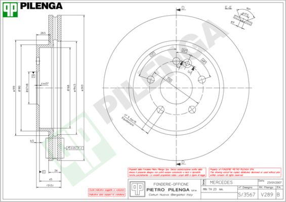 Диск тормозной PILENGA V289