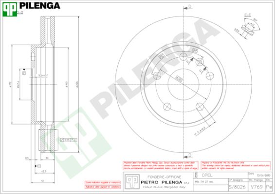 Диск тормозной PILENGA V769
