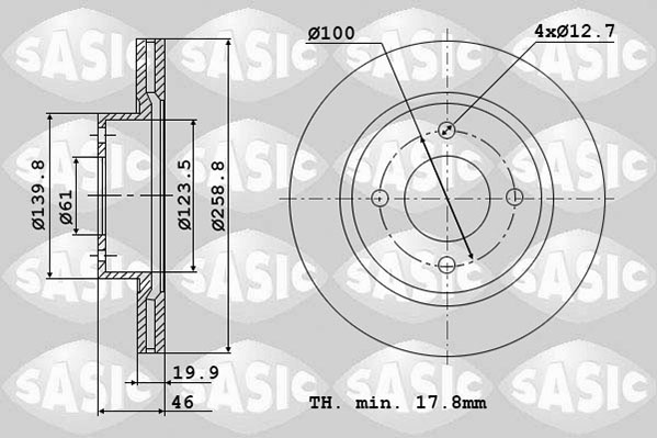 Диск тормозной SASIC 4004256J