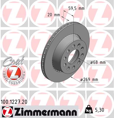 Диск тормозной ZIMMERMANN 100.1227.20