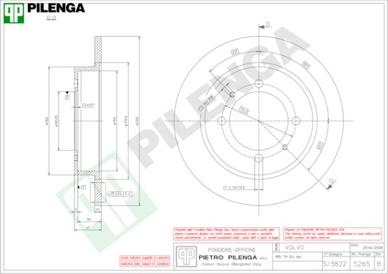 Диск тормозной PILENGA 5265