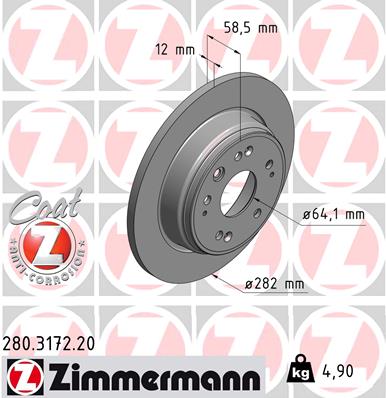Диск тормозной ZIMMERMANN 280317220