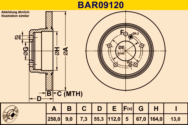 Диск тормозной BARUM BAR09120