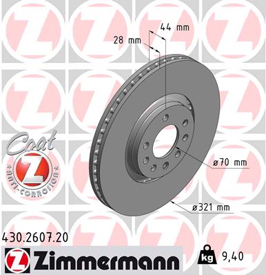 Диск тормозной ZIMMERMANN 430260720