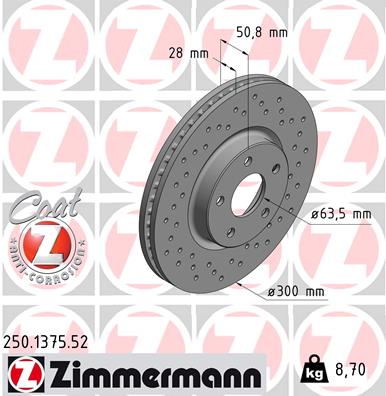Диск тормозной ZIMMERMANN 250137552