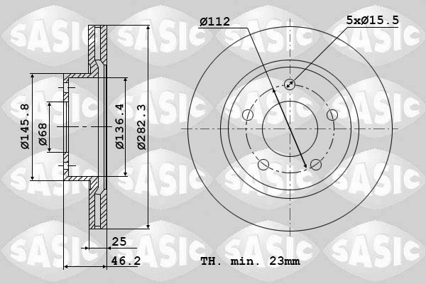 Диск тормозной SASIC 9004883J