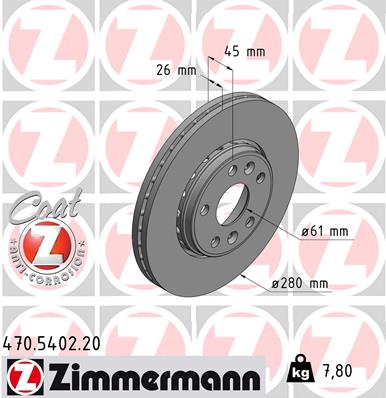Диск тормозной ZIMMERMANN 470540220