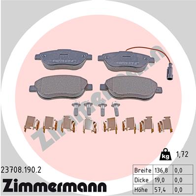 Колодки тормозные дисковые ZIMMERMANN 23708.190.2