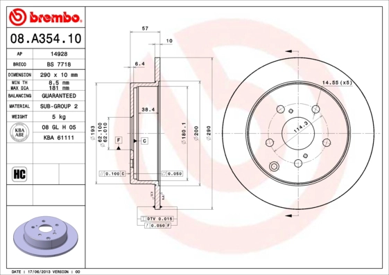 Диск тормозной BRECO BS 7718