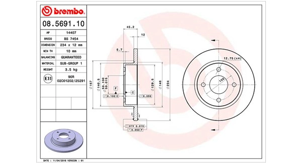 Диск тормозной MAGNETI MARELLI 360406035800