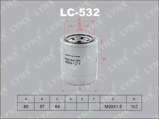 Фильтр масляный LYNXAUTO LC532