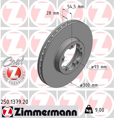 Диск тормозной ZIMMERMANN 250.1379.20