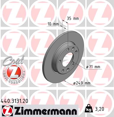 Диск тормозной ZIMMERMANN 440313120