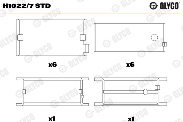 Подшипник коленвала GLYCO H1022/7 STD