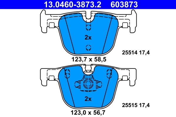 Тормозные колодки (зад) bmw 3 touring (f31) (2012 - 2019) ATE 13.0460-3873.2
