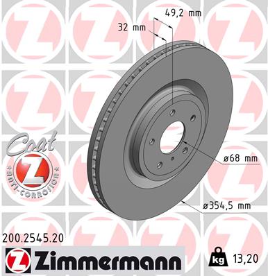 200.2545.20диск тормозной переднийперфорированный 370 3537503537 08 ZIMMERMANN 200254520