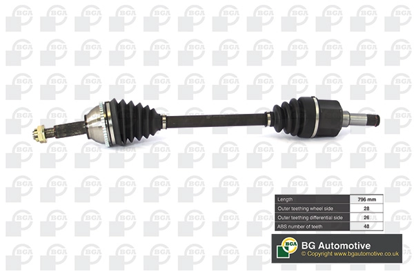 Полуось ford transit 2003-2006 transit tourneo 2002-2006 BGA DS2320LA