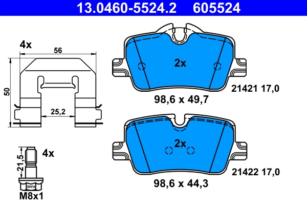 Тормозные колодки зад bmw g 3/4/5/x3/4/5/6/ix 17- ATE 13.0460-5524.2