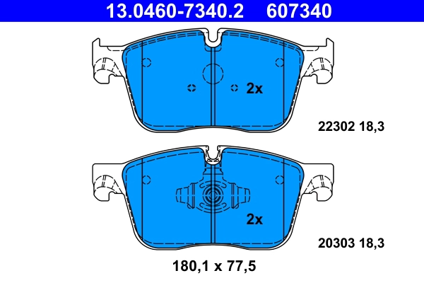 Тормозные колодки перед (18д) jaguar/lr f-pace/velar 17- ATE 13.0460-7340.2
