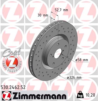 Диск тормозной ZIMMERMANN 530246252