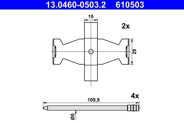 Монтажный комплект передних дисковых колодок mercedes c -class / clk / slk 2000-2011 ATE 13.0460-0503.2