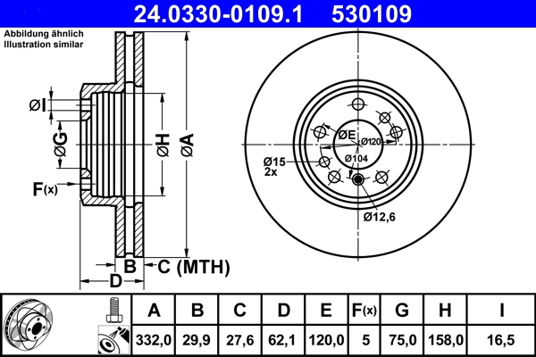 Тормозной диск powerdisc ATE 24.0330-0109.1
