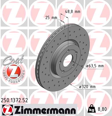 Тормозной диск sport brake disc z ZIMMERMANN 250.1372.52