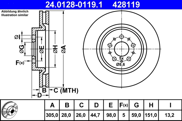 Тормозной диск ATE 24.0128-0119.1
