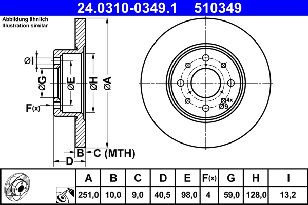 Тормозной диск powerdisc ATE 24.0310-0349.1
