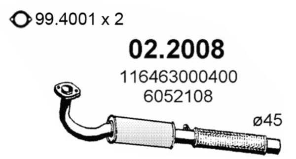 Предглушитель выхлопных газов ASSO 02.2008