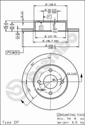 Тормозной диск prime line BREMBO 08.2792.10