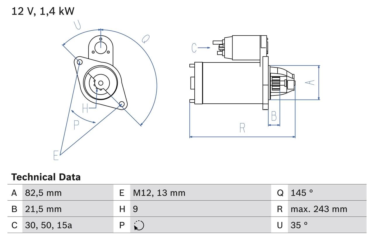 Стартер BOSCH 0 986 018 190