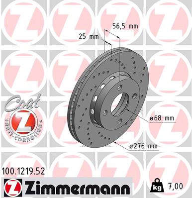 Тормозной диск sport brake disc z ZIMMERMANN 100.1219.52