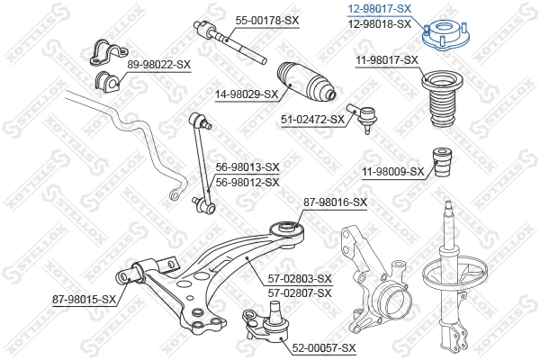 Опора стойки амортизатора STELLOX 12-98017-SX