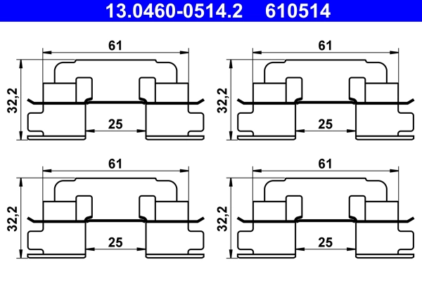Комплектующие колодки дискового тормоза ATE 13.0460-0514.2