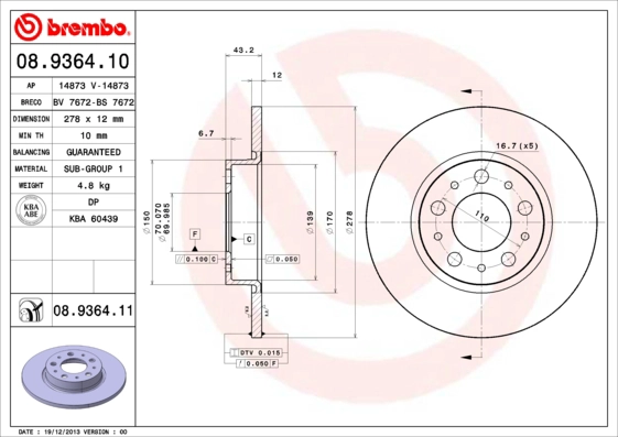 Тормозной диск coated disc line AP 14873 V