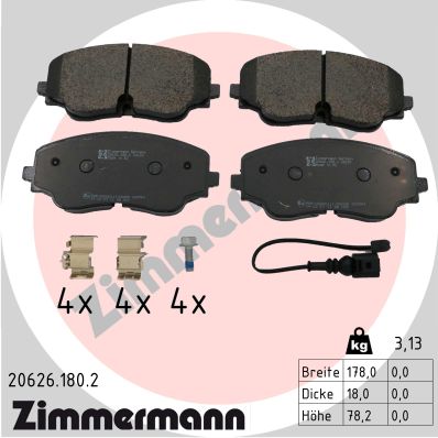 Комплект тормозных колодок дисковый тормоз ZIMMERMANN 20626.180.2