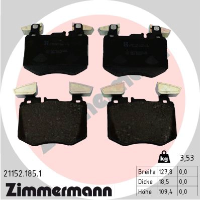 Комплект тормозных колодок дисковый тормоз ZIMMERMANN 21152.185.1