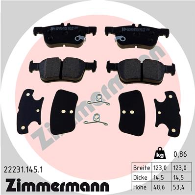 Комплект тормозных колодок дисковый тормоз ZIMMERMANN 22231.145.1