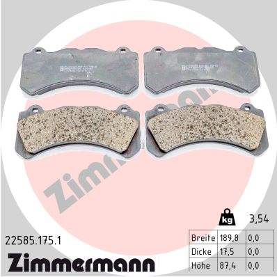 Комплект тормозных колодок дисковый тормоз ZIMMERMANN 22585.175.1