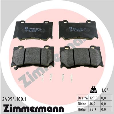 Комплект тормозных колодок дисковый тормоз ZIMMERMANN 24994.160.1