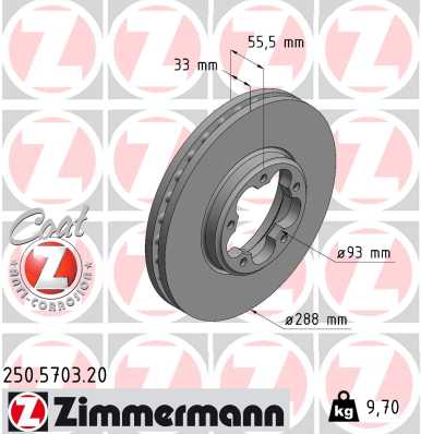 Тормозной диск coat z ZIMMERMANN 250.5703.20