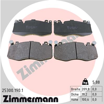 Комплект тормозных колодок дисковый тормоз ZIMMERMANN 25300.190.1