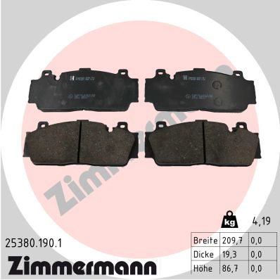 Комплект тормозных колодок дисковый тормоз ZIMMERMANN 25380.190.1