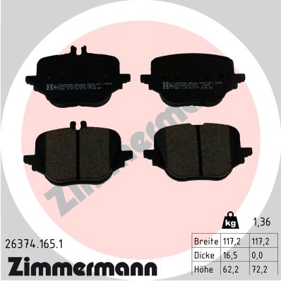 Комплект тормозных колодок дисковый тормоз ZIMMERMANN 26374.165.1