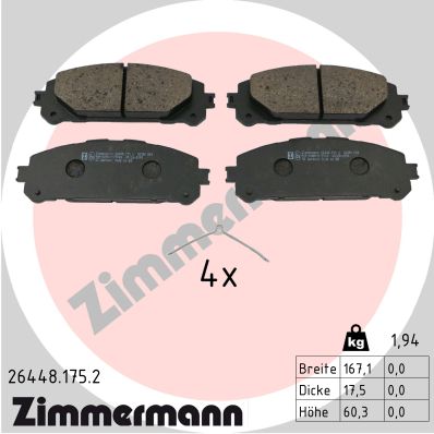 Комплект тормозных колодок дисковый тормоз ZIMMERMANN 26448.175.2