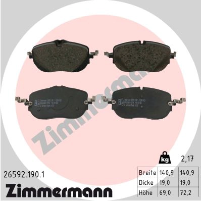 Комплект тормозных колодок дисковый тормоз ZIMMERMANN 26592.190.1