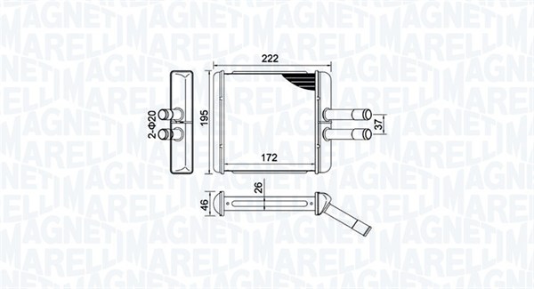 Теплообменник отопление салона MAGNETI MARELLI 350218429000